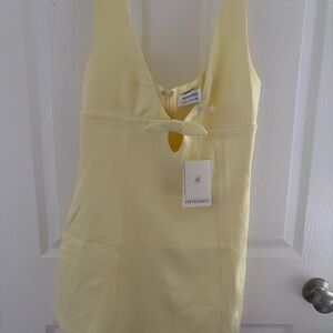 Peppermayo Pale Yellow Bow Keyhole Dress Top
